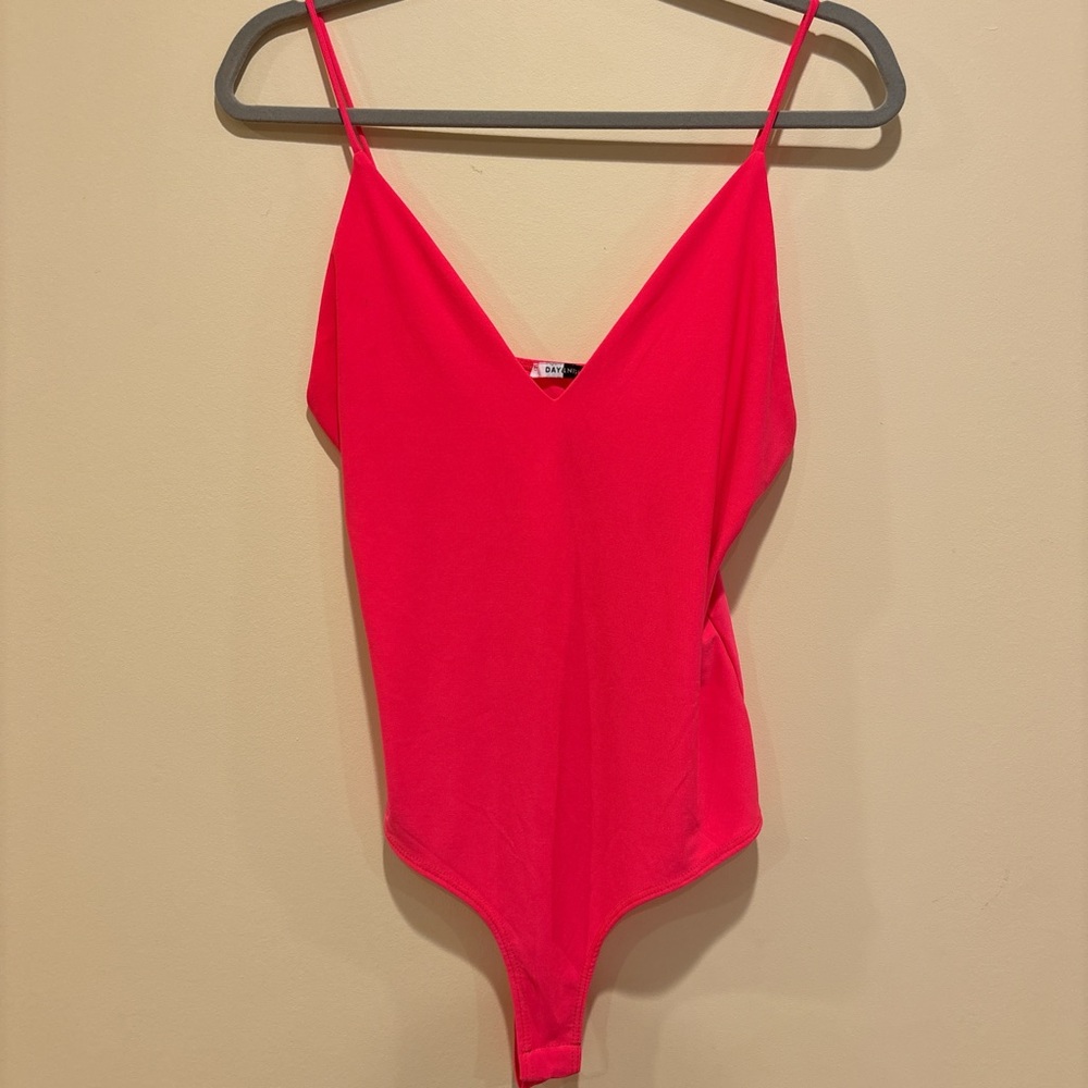 Hot Pink V-Neck Bodysuit by Day & Night